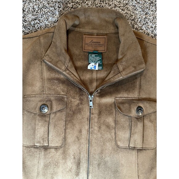 Lauren by Ralph Lauren Dry Goods Supply Co. Faux Suede Full Zip Vest Women Sz L - Picture 5 of 7